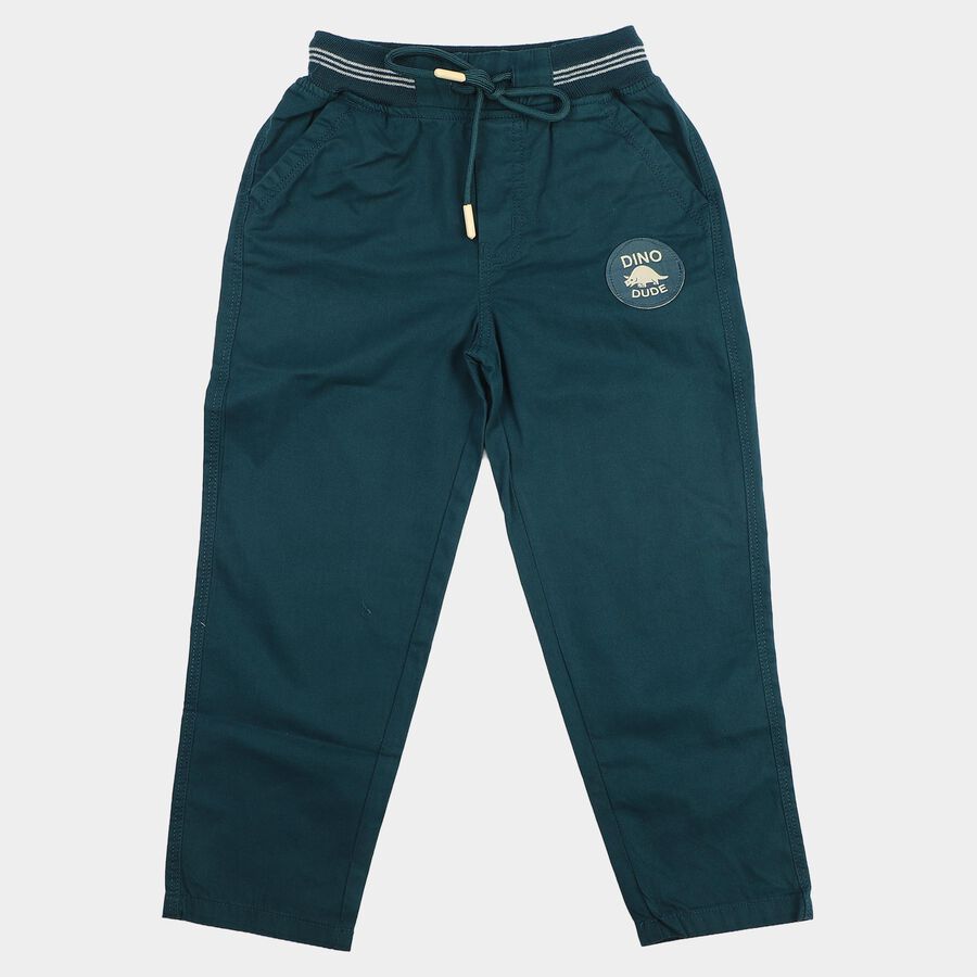 Boys' Mid Blue Regular Fit Drawstring Chino Trousers, Mid Blue, large