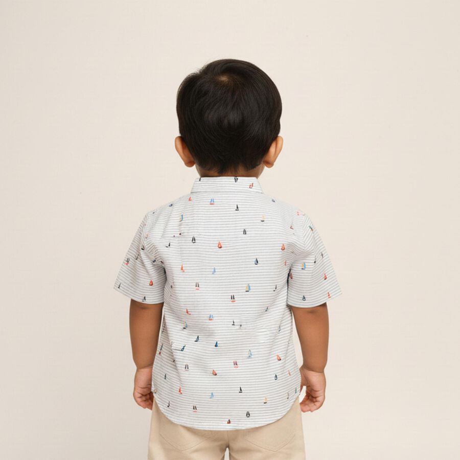 Infants Rich Eggshell White Cotton Half Sleeve Classic Casual Shirt, White, large image number null