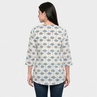 Women's Light Blue Round Neck Printed Kurti, Light Blue, small