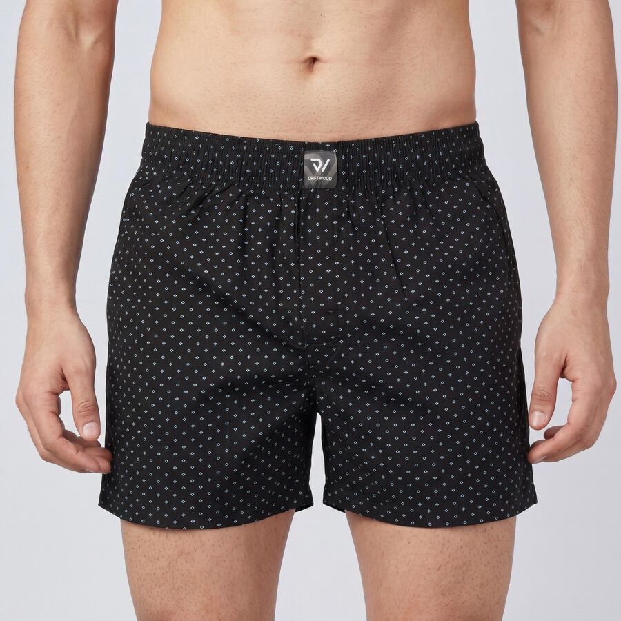 Men's Black Regular Fit Solid Boxers, काला, large
