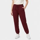 Women Wine Jogger Fit Solid Track Pants, वाइन, small