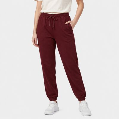 Women Wine Jogger Fit Solid Track Pants