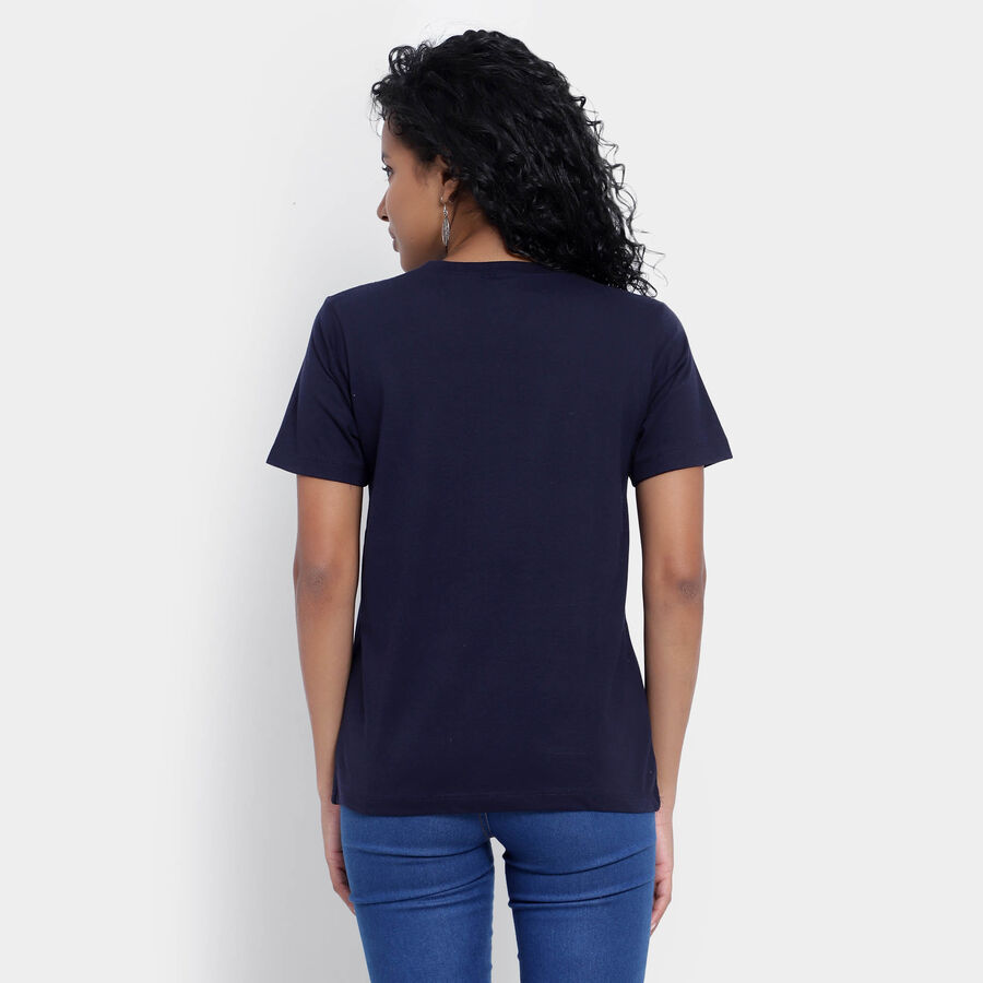 Round Neck T-Shirt, Navy Blue, large image number null