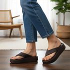 Women's Brown Platform Flip-Flops, भूरा, small