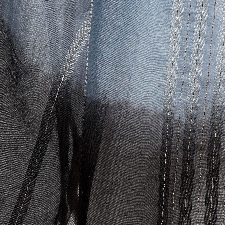 Women's Black and Blue Ombre Embroidered Dupatta, काला, large image number null