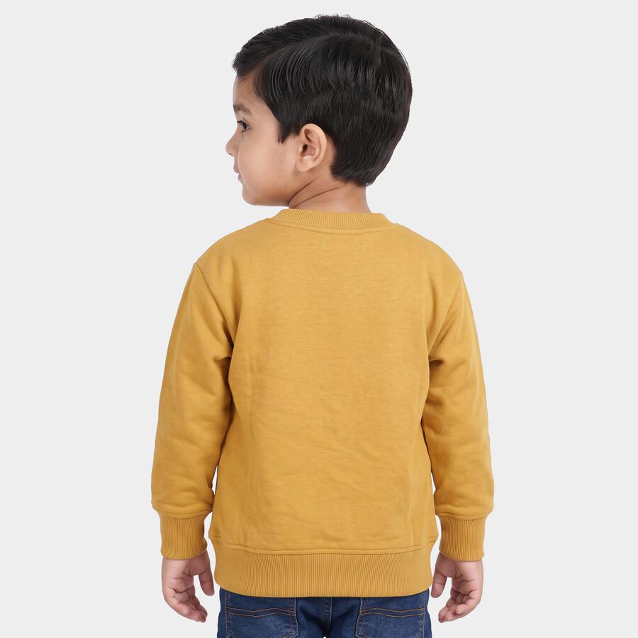 Boys' Yellow Round Neck Pullover Sweatshirt, पीला, large