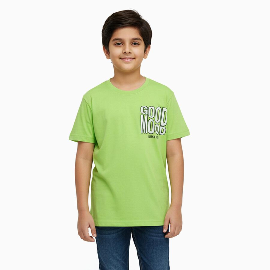 Boys' Half Sleeves T-Shirt, हल्का हरा, large image number null