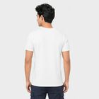 Men's White Round Neck Graphic Print Regular T-Shirt, White, small