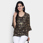 All Over Print 3/4th Sleeves Straight Kurti, Black, small image number null