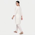 Women's Off White Square Neck Embroidered Kurta, Off White, small
