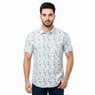 Men's Light Blue Cotton Short Sleeves Spread Collar Regular Fit Shirt, Light Blue, small