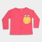 Infants Bright Coral Pink Cotton V-Neck Casual T-Shirt, Pink, small image number null