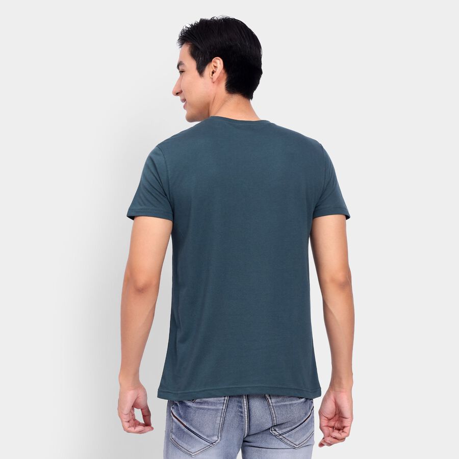 Men's Round Neck Half Sleeves T-Shirt, टील ब्लू, large image number null