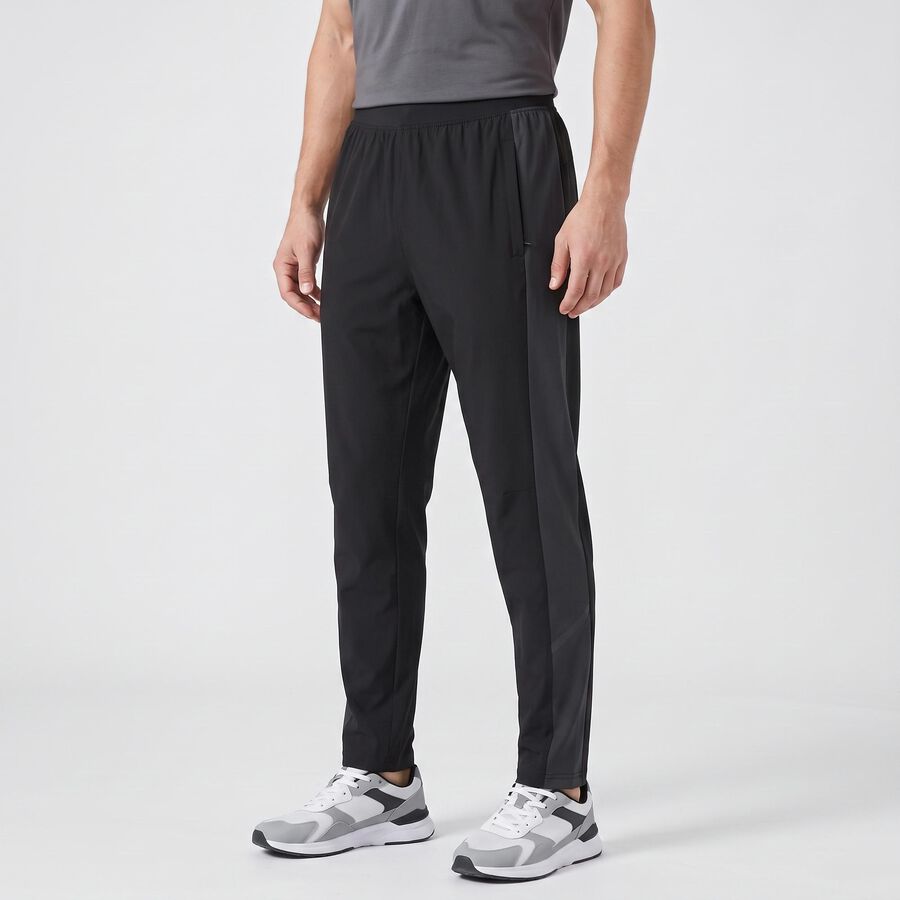 Men's Black Side-Striped Track Pants, काला, large