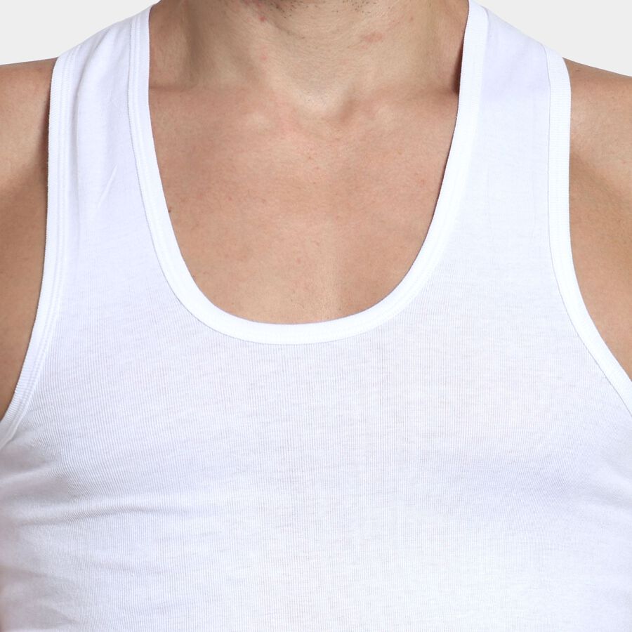 Men's 100% Cotton Vest, White, large image number null