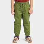 Boys' Olive Green Regular Fit Drawstring Jogger Trousers, Olive, small