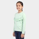 Girls' Mint Green Round Neck Regular Top, हल्का हरा, small