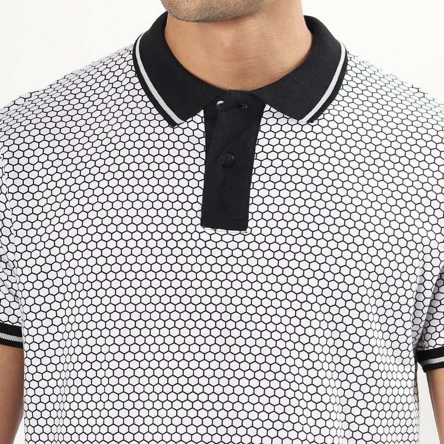 Men's 100% Cotton Collared Half Sleeves T-Shirt , सफ़ेद, large image number null