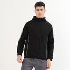 Men's Jet Black Hooded Athleisure Jacket, Black, small image number null