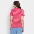 Ladies'  Stripes Round Neck T-Shirt, रानी (फ्यूशिया), small image number null