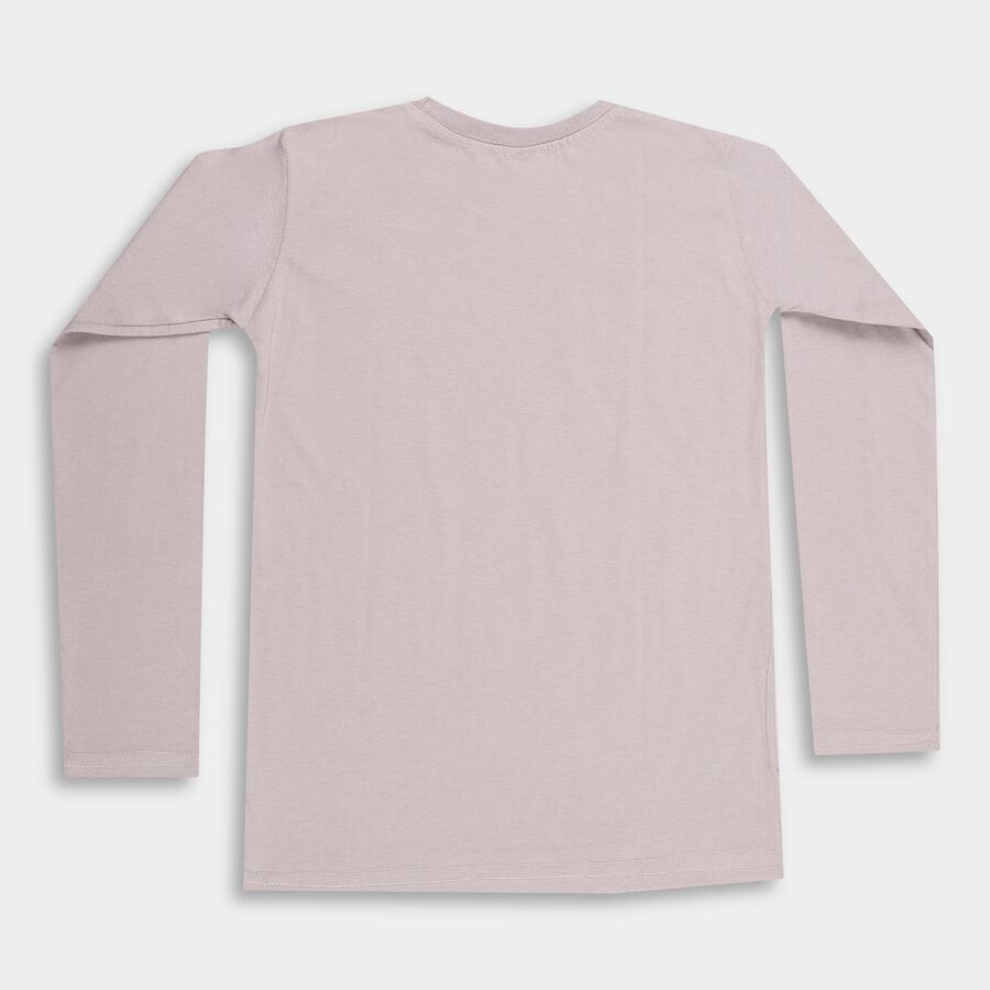 Boys' Light Grey Round Neck Casual T-Shirt, हल्का ग्रे, large image number null