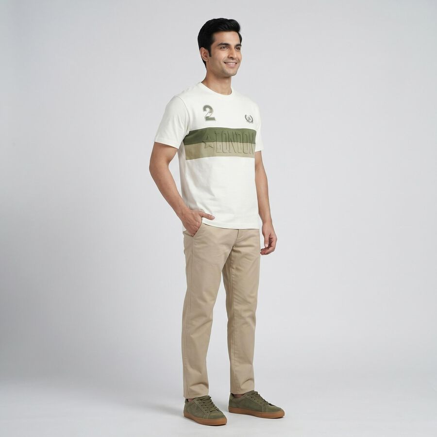 Men's Light Green Round Neck Casual T-Shirt, हल्का हरा, large