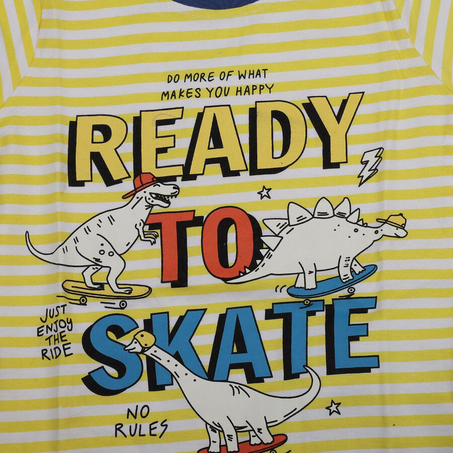 Boys White 100% Cotton Round Neck Dinosaur Printed Baba Suit, सफ़ेद, large