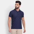 Men's Collared Half Sleeves T-Shirt , Navy Blue, small
