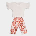 Girls' 100% Cotton Capri Set, Off White, small image number null