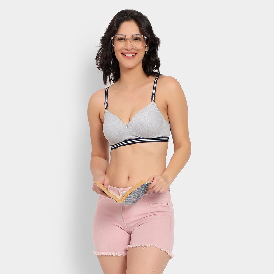 Ladies' Bra, Melange Light Grey, large image number null