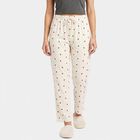 Women's Off White Straight Fit Heart Printed Pyjama, ऑफ व्हाइट, small