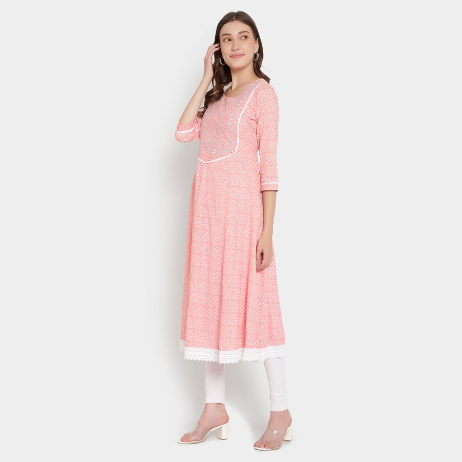 Embroidered 3/4Th Sleeves Kurta, Light Pink, large image number null