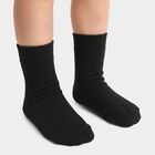 Boys' Black Regular Fit Solid Pack of 1 Socks, Black, small