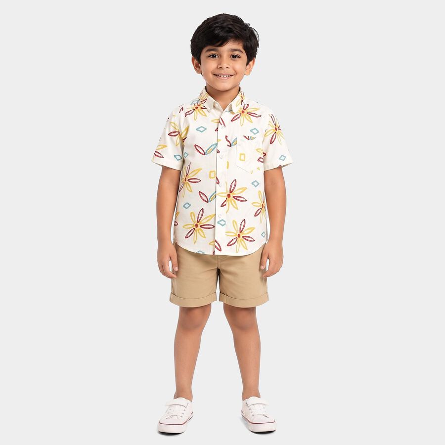 Boys Beige Cotton Casual Shirt, Beige, large