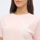 Women's Light Pink Round Neck Casual T-Shirt, Light Pink, small