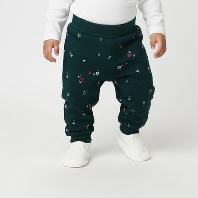 Infants' Dark Forest Green Floral Printed Cotton Pyjama