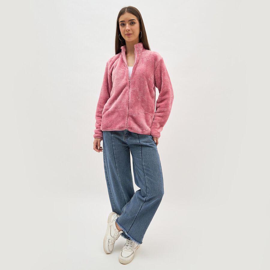 Women's Dusty Pink High Neck Casual Sweatshirt, गुलाबी, large image number null