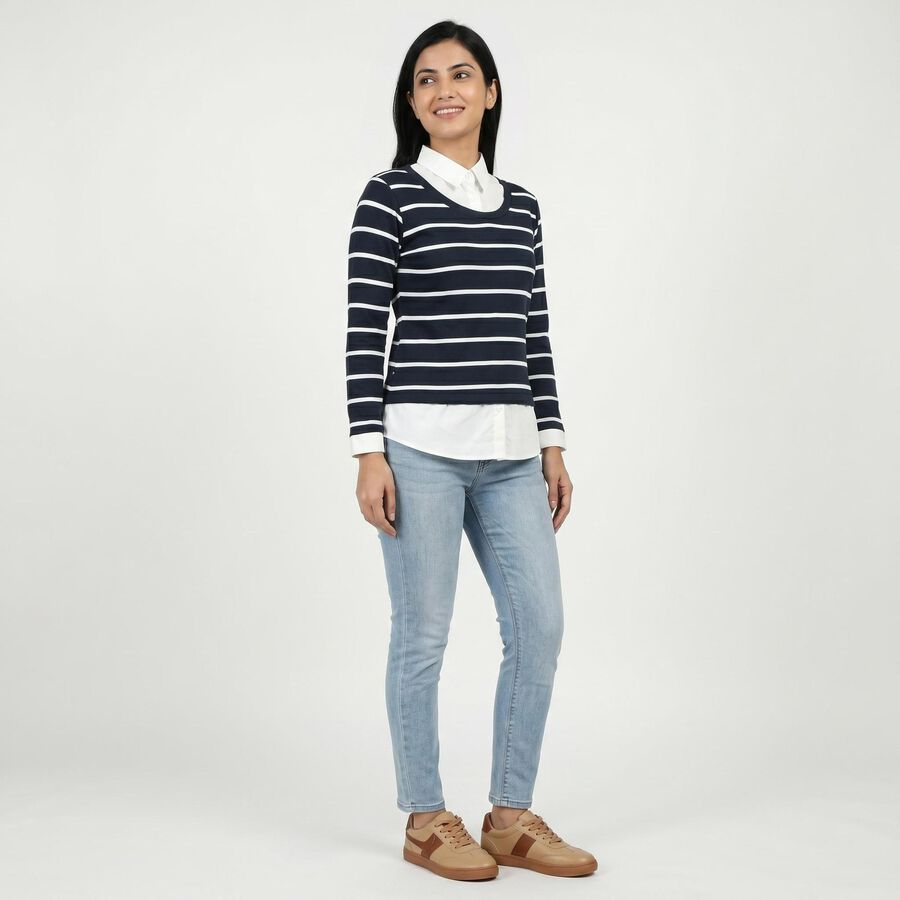 Women's Navy Blue Top, Navy Blue, large