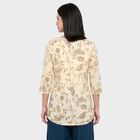 Women's Off White Round Neck Floral Printed Straight Kurti, Off White, small