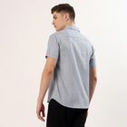 Men's Navy Blue Cotton Half Sleeve Classic Collar Casual Shirt, Navy Blue, small