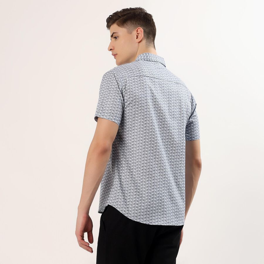 Men's Navy Blue Cotton Half Sleeve Classic Collar Casual Shirt, Navy Blue, large