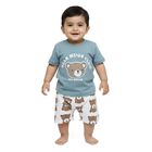 Infants' Blue Cotton Round Neck Graphic Baba Suit, टील ब्लू, small image number null