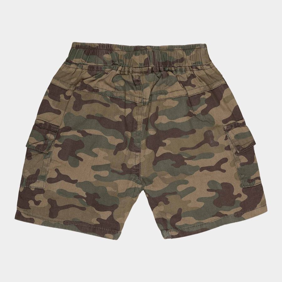 Infants Cotton Printed Half Pant, Olive, large image number null