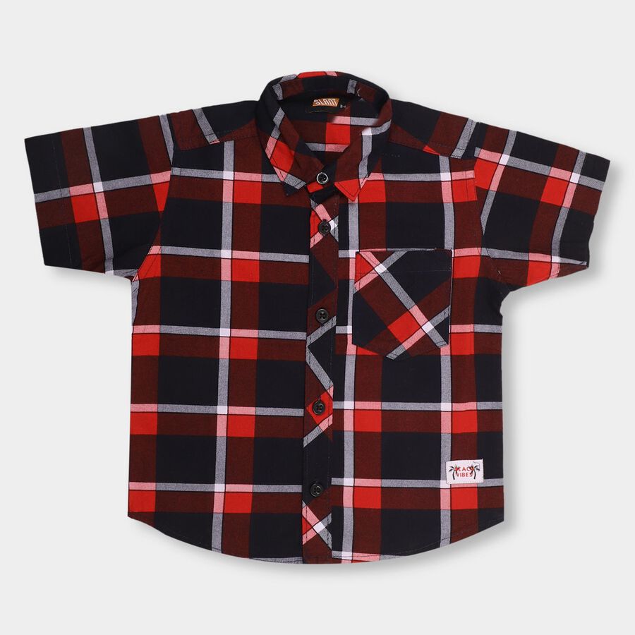 Boys' 100% Cotton Casual Shirt, लाल, large image number null