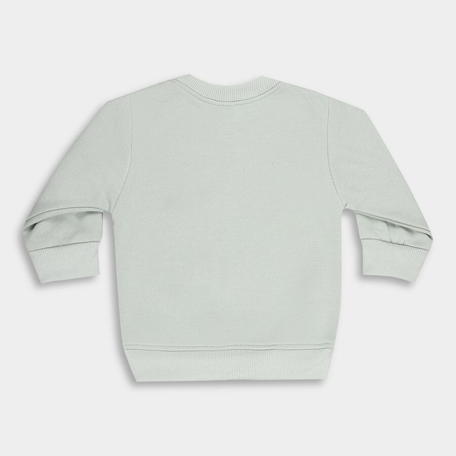 Infants Light Sage Green Crew Neck Casual Sweatshirt, हल्का हरा, large image number null