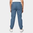 Boys' Teal Blue Regular Fit Elastic Waist Cotton Trousers, Teal Blue, small