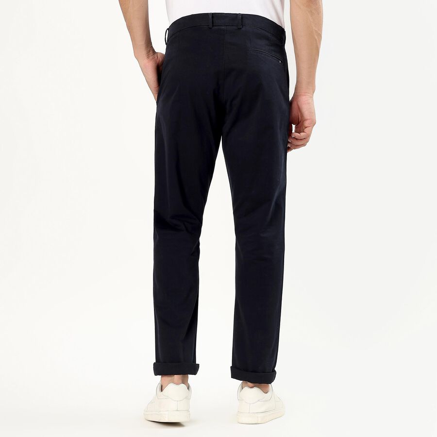Men's 100% Cotton Slim Fit Casual Trousers, नेवी ब्लू, large image number null