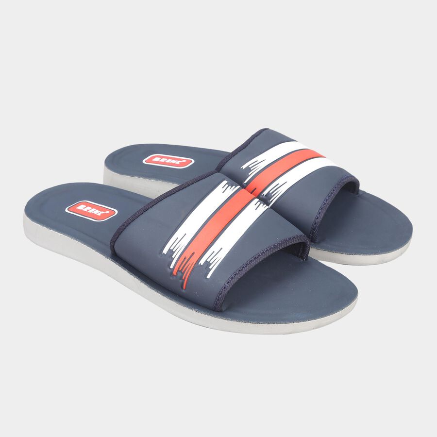 Men Solid Slip-On Casual Sandals, Navy Blue, large image number null