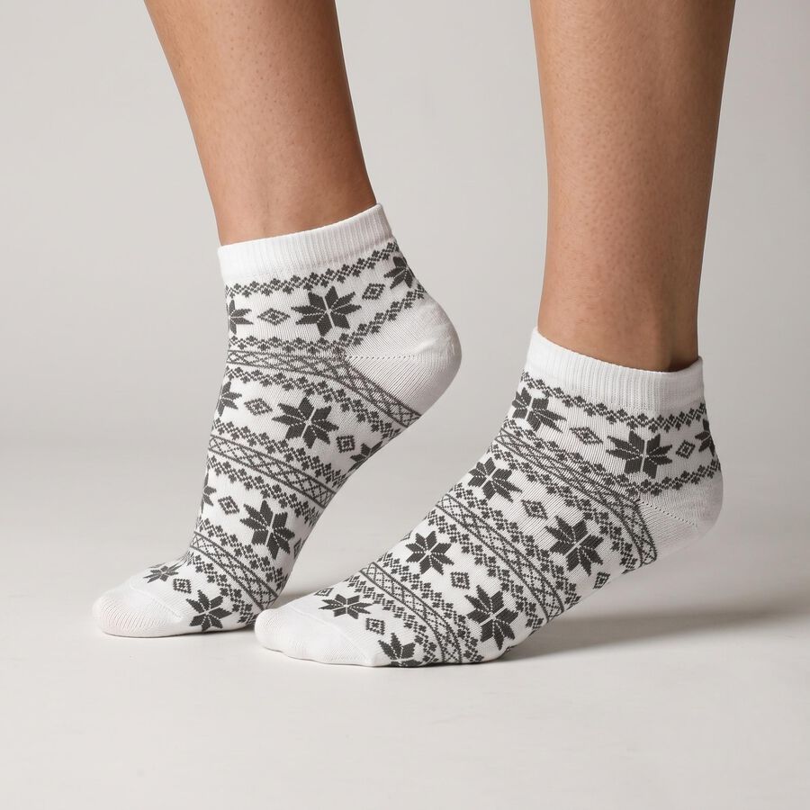 Women's Assorted Regular Fit Patterned Ankle Pack of 3 Socks, Assorted, large