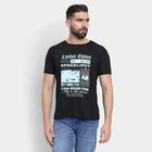 Men's Round Neck Half Sleeves T-Shirt, काला, small